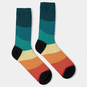 Colourful retro style curves design socks