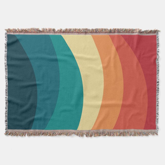Colourful retro style curves design throw blanket (Front)