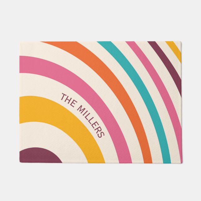 Colourful retro style curves doormat (Front)
