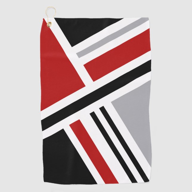 Colourful retro style design with geometric shapes golf towel (Front)