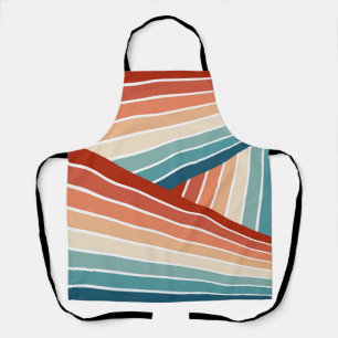 Colourful retro style diagonal rainbow design apron