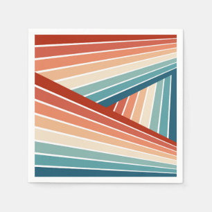 Colourful retro style diagonal rainbow design napkin