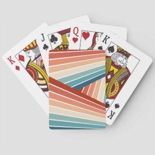 Colourful retro style diagonal rainbow design playing cards