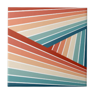 Colourful retro style diagonal rainbow design tile