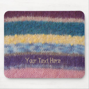 colourful retro style hand knitted stripy mouse pad