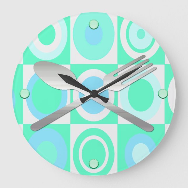 Colourful Retro Style Kitchen Wall Clock (Front)