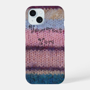 colourful retro style knitted stripes fun knitted iPhone 15 case