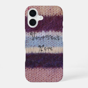 colourful retro style knitted stripes fun knitted iPhone 16 case