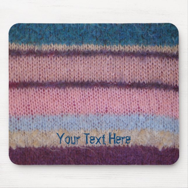 colourful retro style knitted stripes fun knitted mouse pad (Front)
