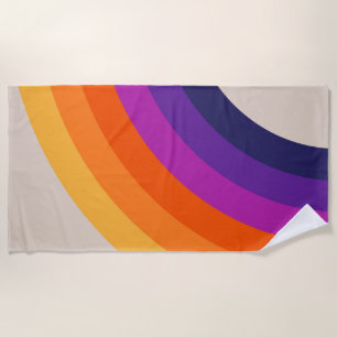 Colourful retro style rainbow art beach towel