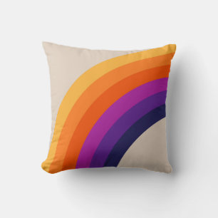 Colourful retro style rainbow art cushion