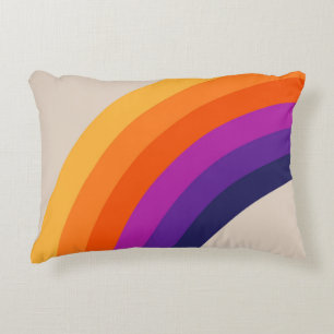 Colourful retro style rainbow art decorative cushion