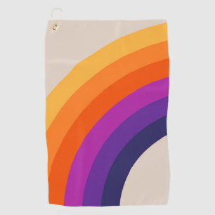 Colourful retro style rainbow art golf towel