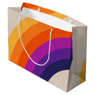 Colourful retro style rainbow art large gift bag