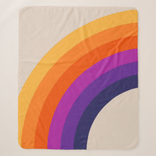 Colourful retro style rainbow art sherpa blanket