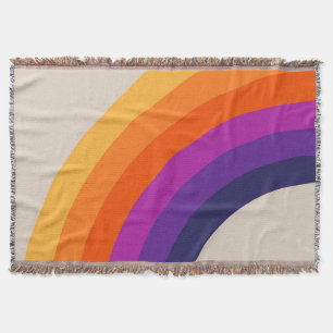 Colourful retro style rainbow art throw blanket