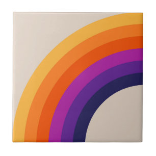 Colourful retro style rainbow art tile