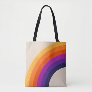Colourful retro style rainbow art tote bag