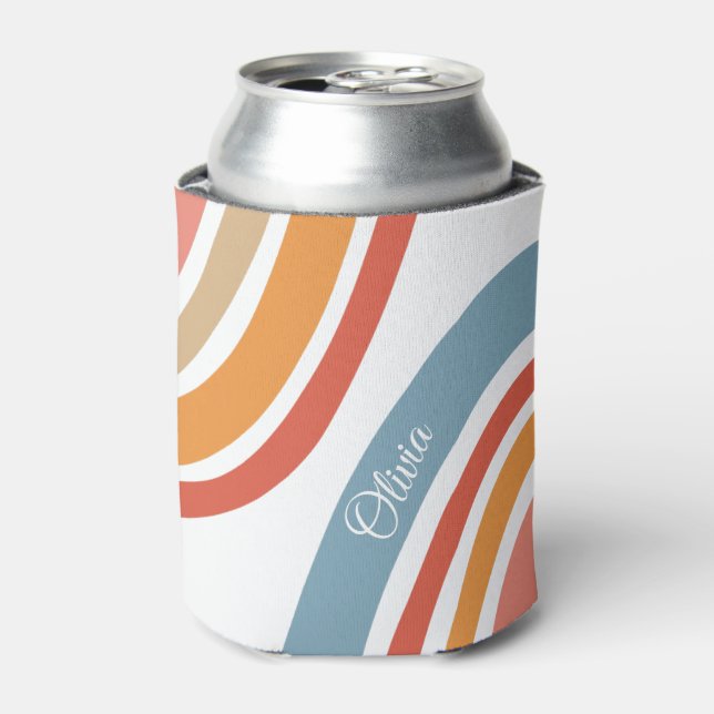 Colourful retro style rainbow design can cooler (Can Front)