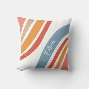 Colourful retro style rainbow design cushion