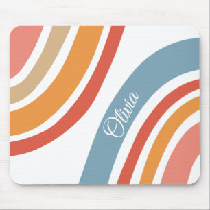 Colourful retro style rainbow design mouse pad