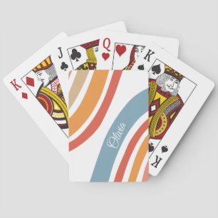 Colourful retro style rainbow design playing cards