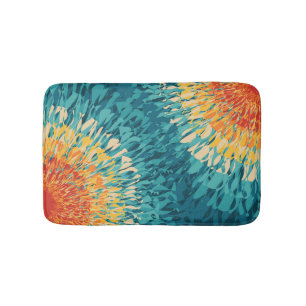 Colourful retro style solar flare  bath mat