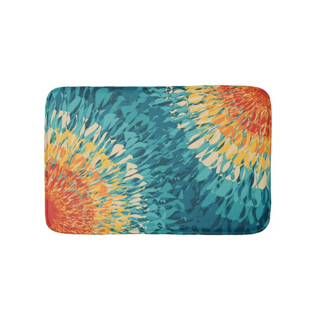 Colourful retro style solar flare  bath mat (Front)