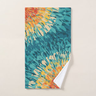 Colourful retro style solar flare bath towel set