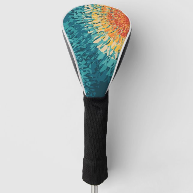Colourful retro style solar flare  golf head cover (Front)