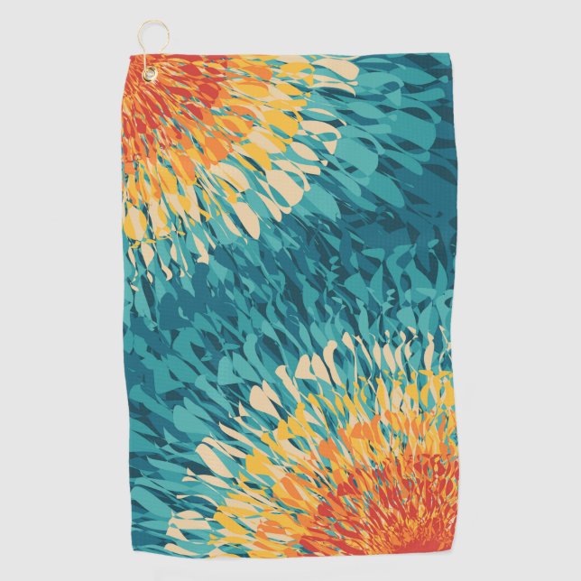 Colourful retro style solar flare  golf towel (Front)