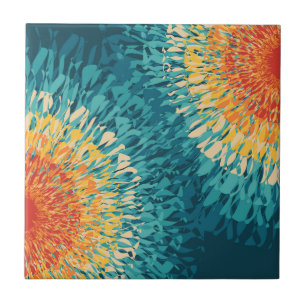 Colourful retro style solar flare  tile