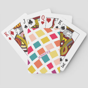 Colourful retro style squares design playing cards