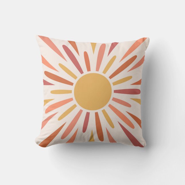 Colourful retro style sunshine design cushion (Front)