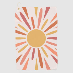 Colourful retro style sunshine design golf towel