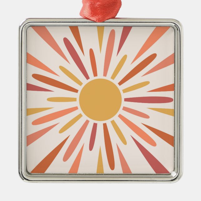 Colourful retro style sunshine design metal tree decoration (Front)