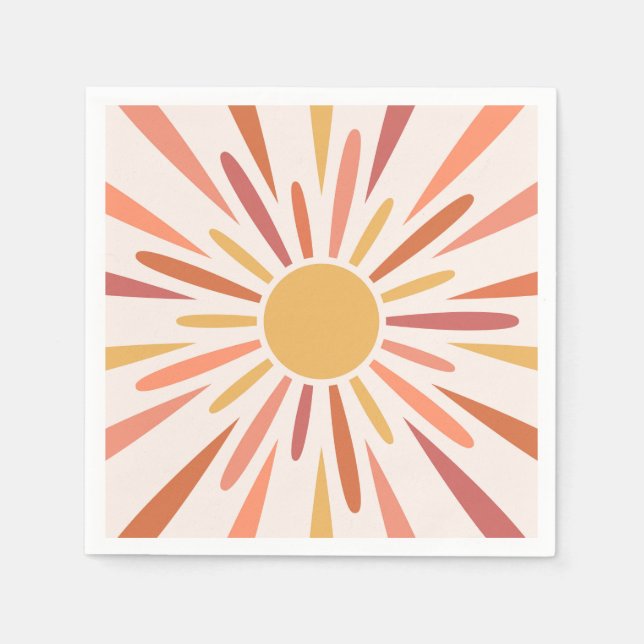 Colourful retro style sunshine design napkin (Front)