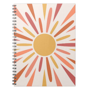 Colourful retro style sunshine design notebook