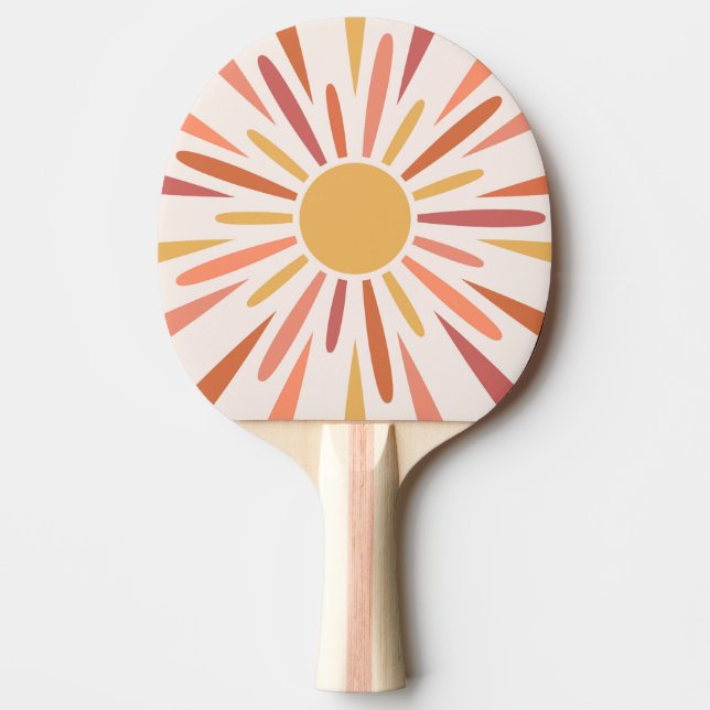 Colourful retro style sunshine design ping pong paddle (Front)