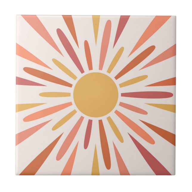 Colourful retro style sunshine design tile (Front)