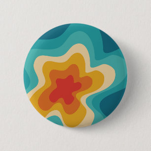 Colourful retro style swirl design 6 cm round badge