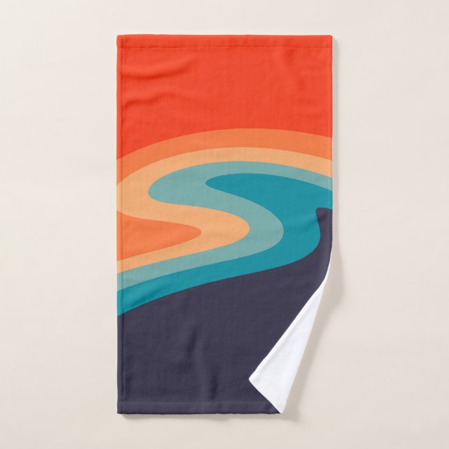 Colourful retro style swirl design bath towel set (Hand Towel)