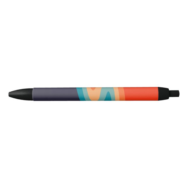 Colourful retro style swirl design black ink pen (Front)