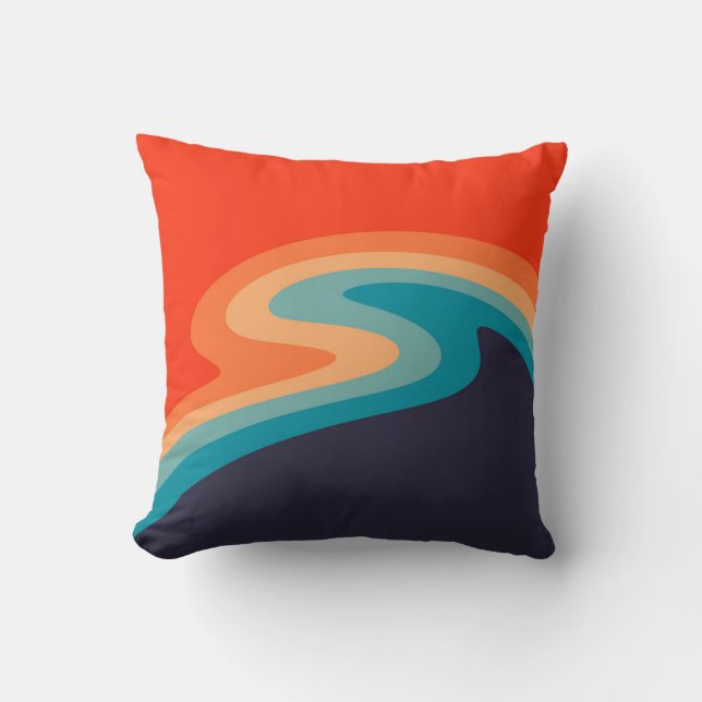 Colourful retro style swirl design cushion (Front)