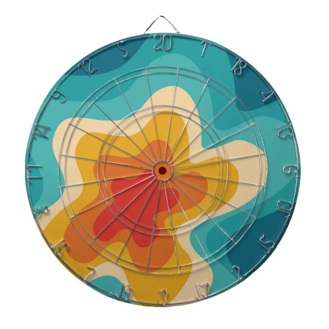 Colourful retro style swirl design dartboard (Front)