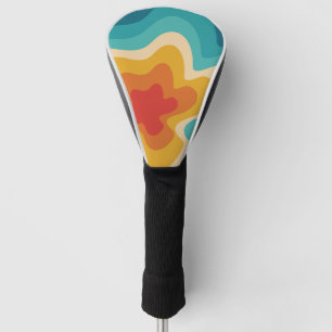 Colourful retro style swirl design golf head cover