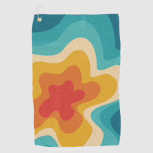 Colourful retro style swirl design golf towel