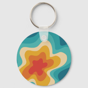 Colourful retro style swirl design key ring