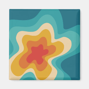 Colourful retro style swirl design magnet