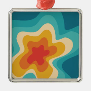 Colourful retro style swirl design metal tree decoration